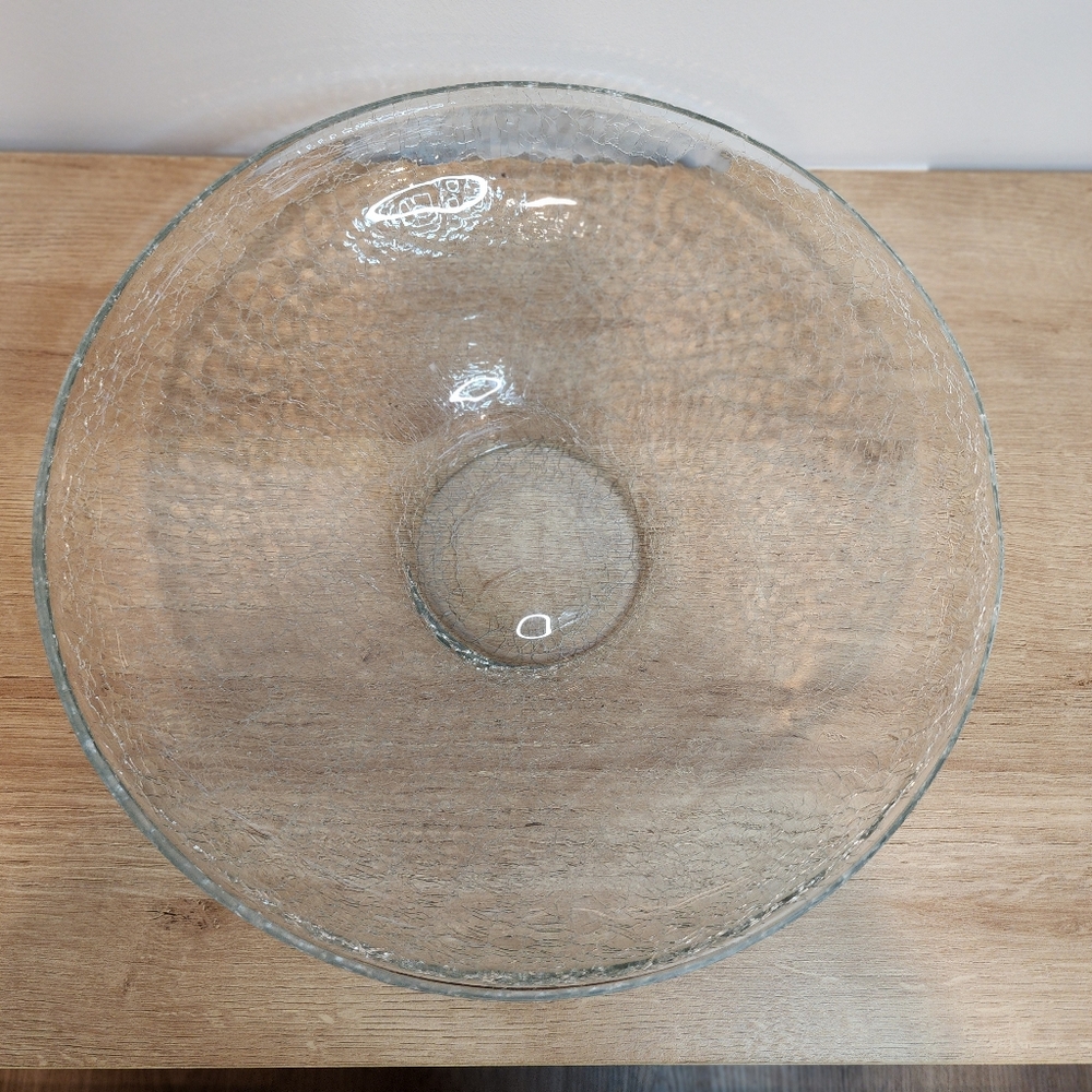 Crackled Glass Display or Serving Bowl New